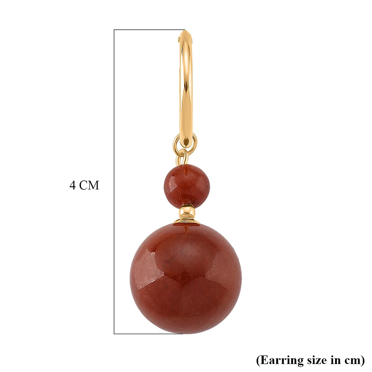 D'Joy Red Jade Beads Hoop Earring in Yellow Gold Plated Sterling Silver 30.00 Ct.