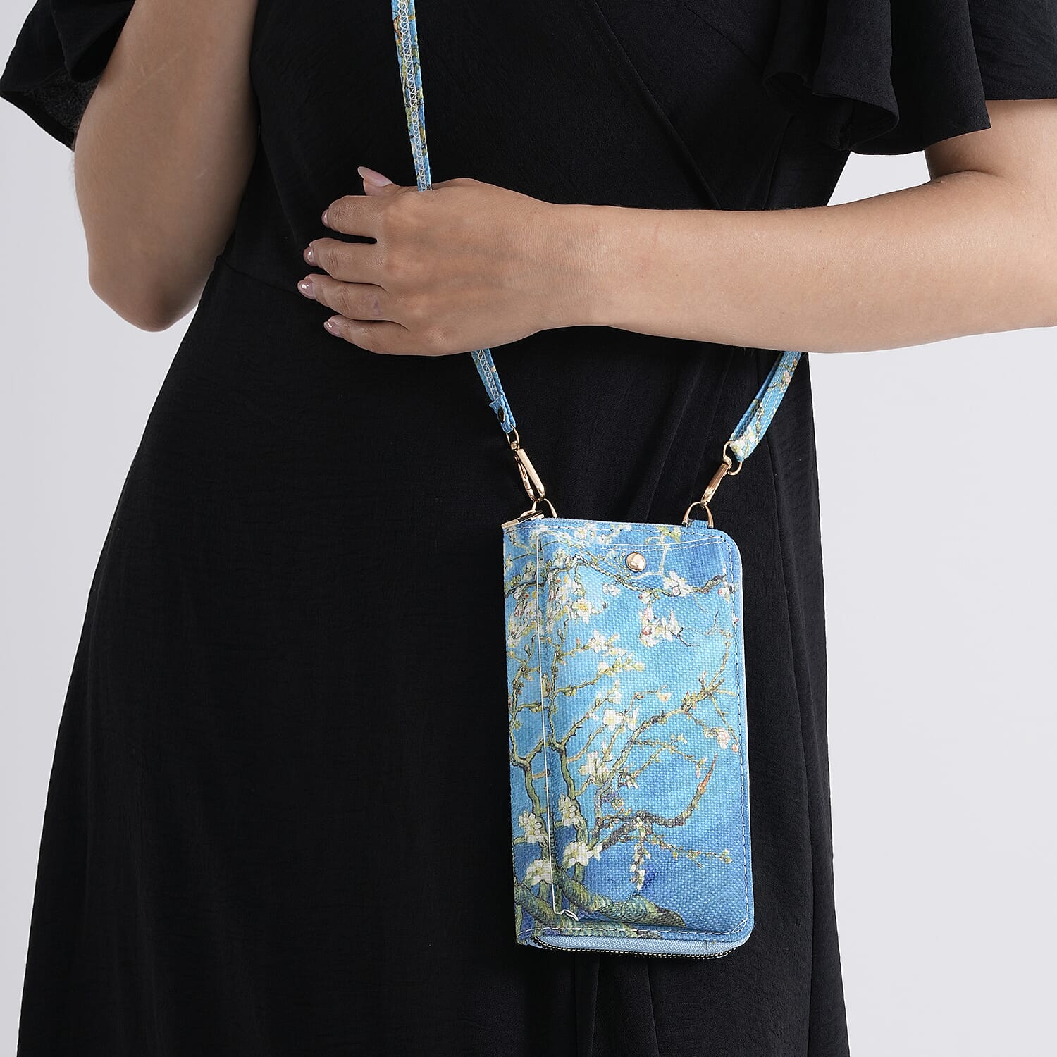 Set of 2 - Van Gogh Almond Blossom Tote Bag & Cellphone Purse - Blue & Multi