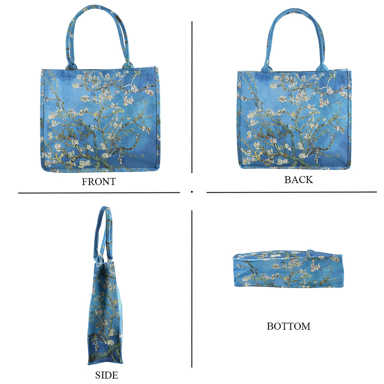 Set of 2 - Van Gogh Almond Blossom Tote Bag & Cellphone Purse - Blue & Multi