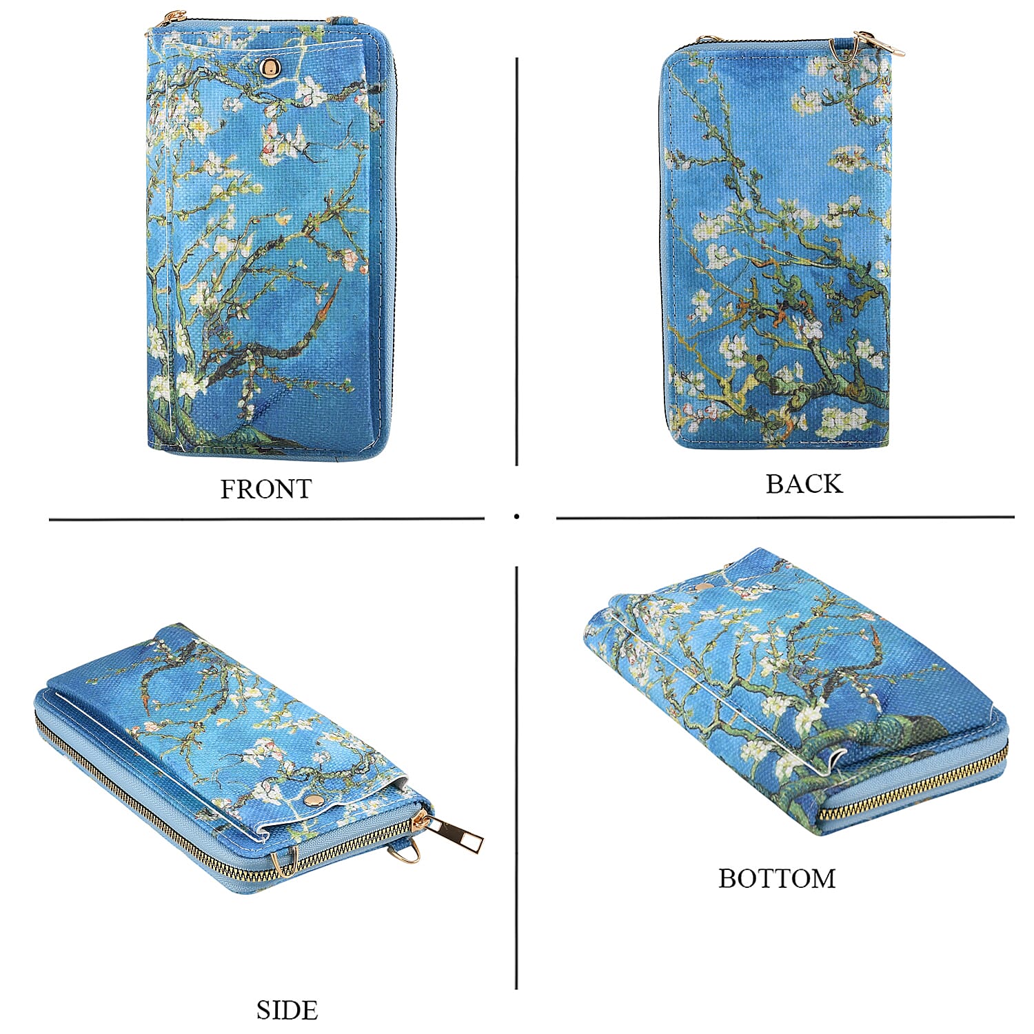 Set of 2 - Van Gogh Almond Blossom Tote Bag & Cellphone Purse - Blue & Multi