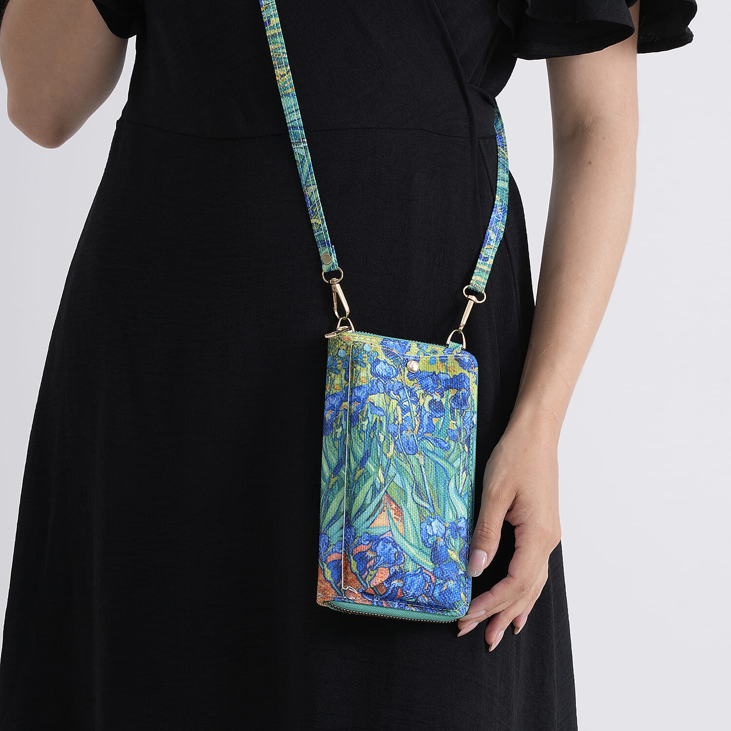 Set of 2 - Van Gogh Irises Tote Bag & Cellphone Purse - Blue & Multi