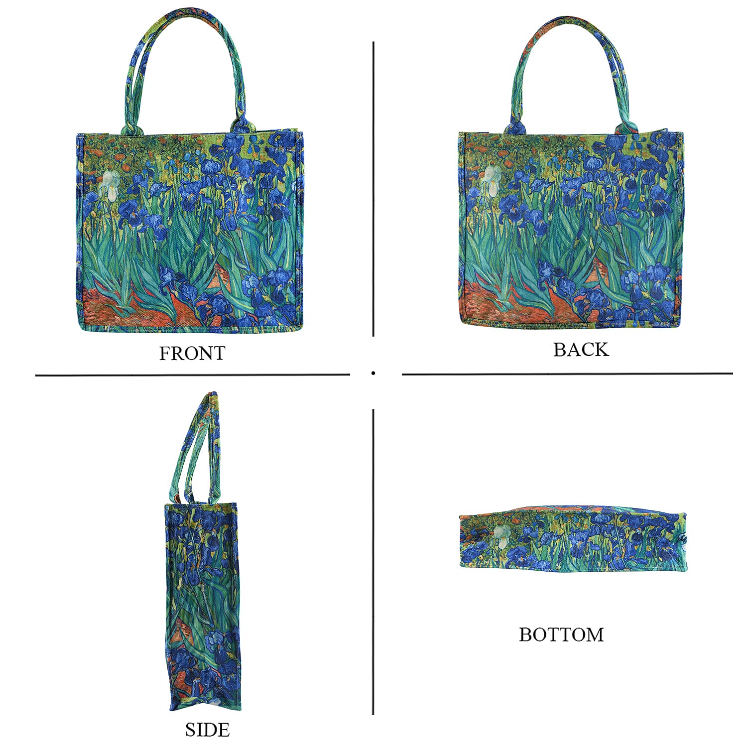 Set of 2 - Van Gogh Irises Tote Bag & Cellphone Purse - Blue & Multi