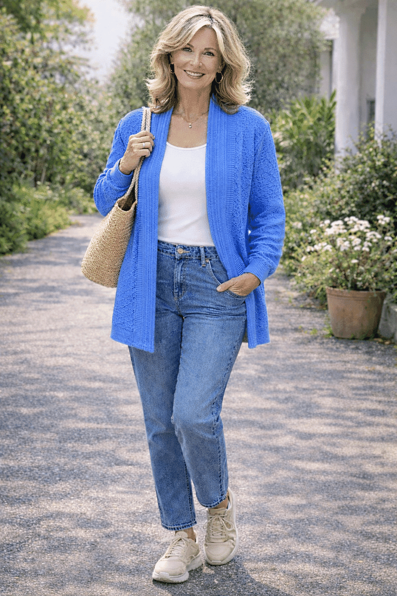 Pure And Natural Cardigan (Size - Medium) - Blue