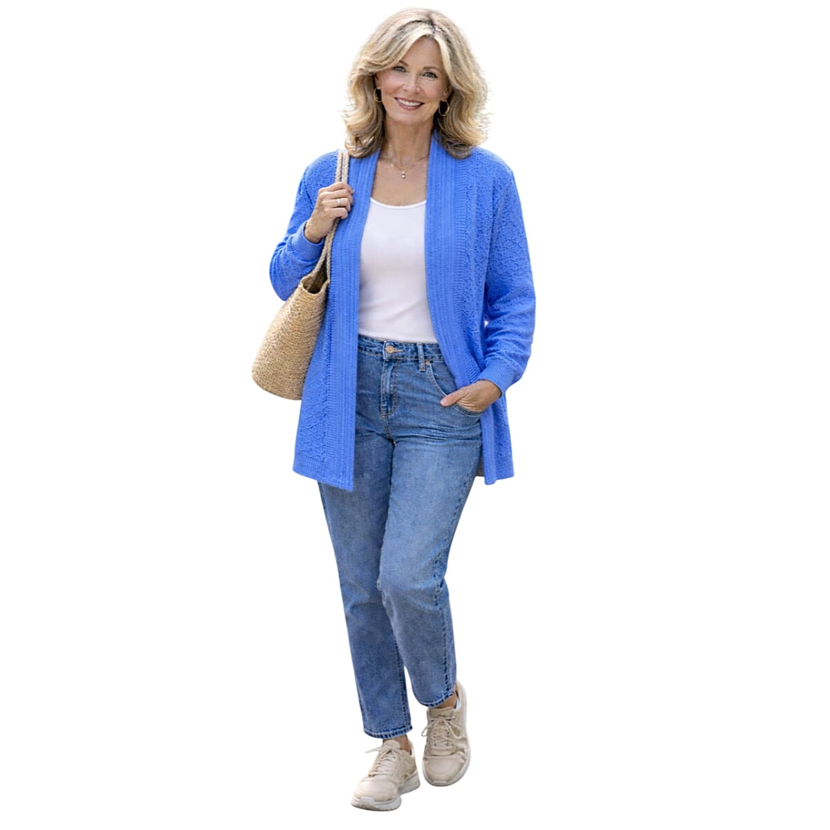 Pure And Natural Edge To Edge Cardigan (Size XL, 20 to 22) - Blue