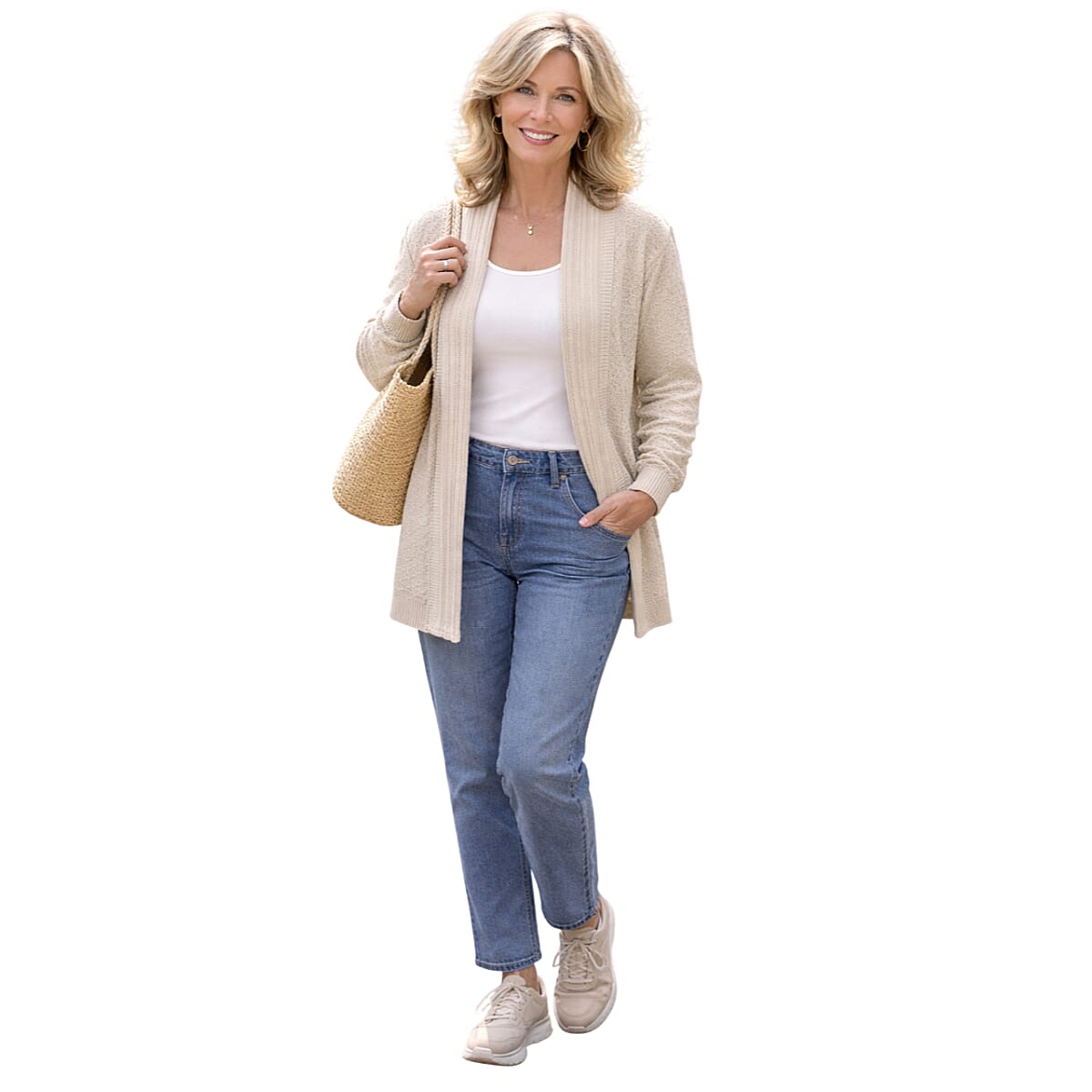 Pure And Natural Cardigan (Size - Large) - Stone