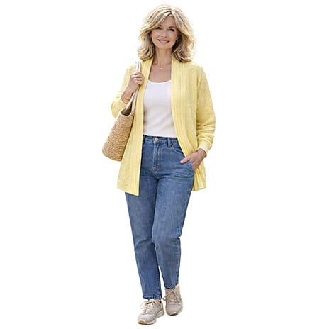 Pure And Natural Acrylic Cardigan and Sweater-Jumper (Size - Large) - Lemon