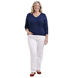 Pure And Natural V-Neck Cable Jumper