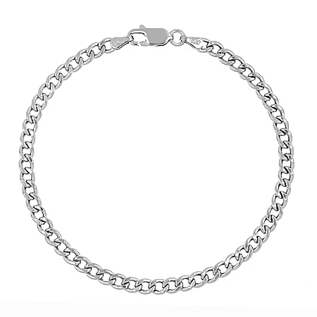 La Bella Handmade- Sterling Silver Curb Bracelet (Size - 7.5) with Lobster Clasp La Bella Handmade- Sterling Silver Curb Bracelet (Size - 7.5) with Lobster Clasp