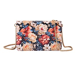 Designer-Inspired RFID-Protected Flower Print Shoulder Bag with a Magnetic Detachable Wallet - Chain Strap included - Cream