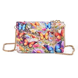 Designer-Inspired RFID-Protected Flower Print Shoulder Bag with a Magnetic Detachable Wallet - Chain Strap included - Cream