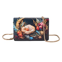 Designer-Inspired RFID-Protected Flower Print Shoulder Bag with a Magnetic Detachable Wallet - Chain Strap included - Cream