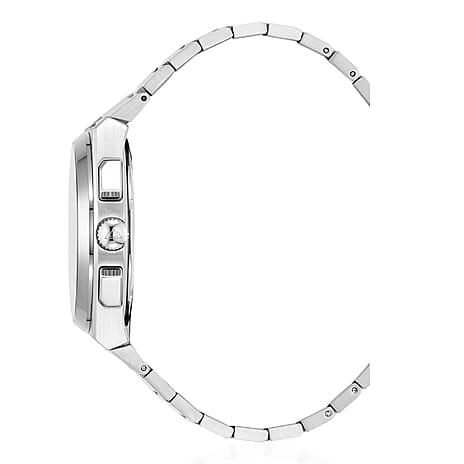 CHRISTOPHE DUCHAMP Attitude Chrono Swiss Quartz 10ATM WR Black Dial - Silver Case Mens Watch with Silver Stainless Steel Chain Strap