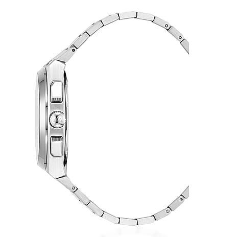 CHRISTOPHE DUCHAMP Attitude Chrono Swiss Quartz 10ATM WR Blue Dial - Silver Case Mens Watch with Silver Chain Strap