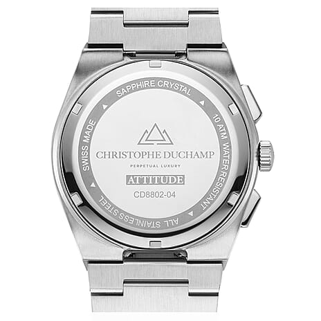 CHRISTOPHE DUCHAMP Attitude Chrono Swiss Quartz 10ATM WR Blue Dial - Two-Tone Case Mens Watch with Two-Tone Chain Strap