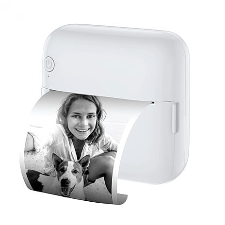 Groov-e Mini Wireless Thermal Printer - Portable 200 DPI Inkless Bluetooth Printer for iOS - Android, Includes 3 Paper Rolls - Rechargeable Battery