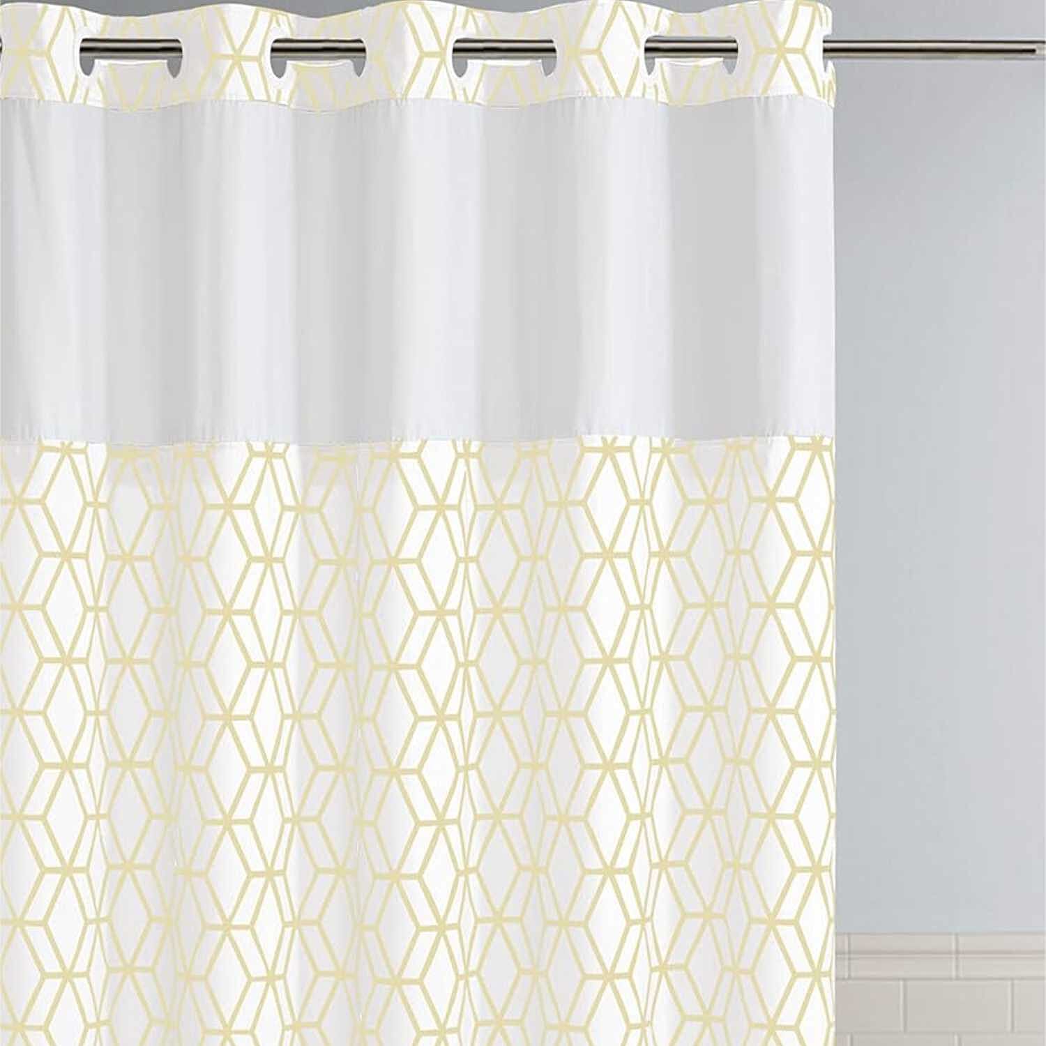 Prism Patterned Shower Curtain (180 x 188 cm) - White - Yellow