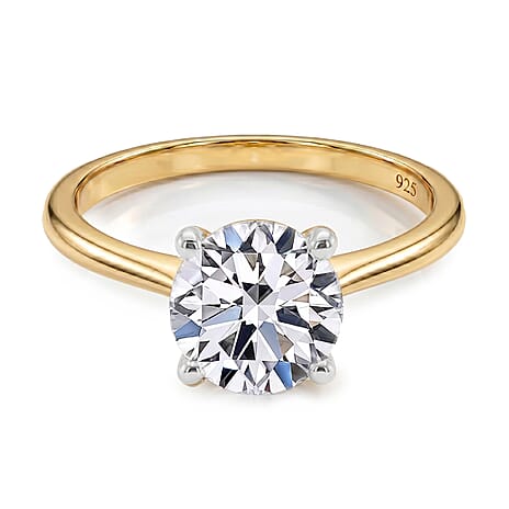 Luxuriant Lab Grown Diamond (SI-GH) Solitaire Ring in 18K Vermeil Yellow Gold Plated Sterling Silver 1.00 Ct.