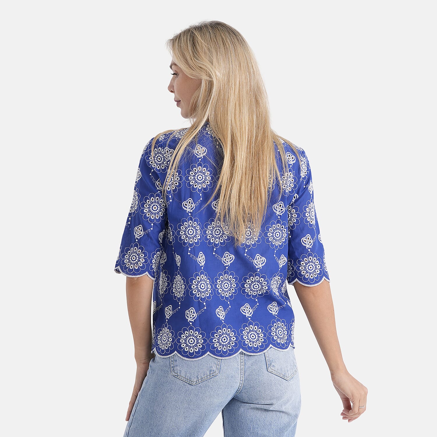 La Marey Embroidered V-Neck Blouse