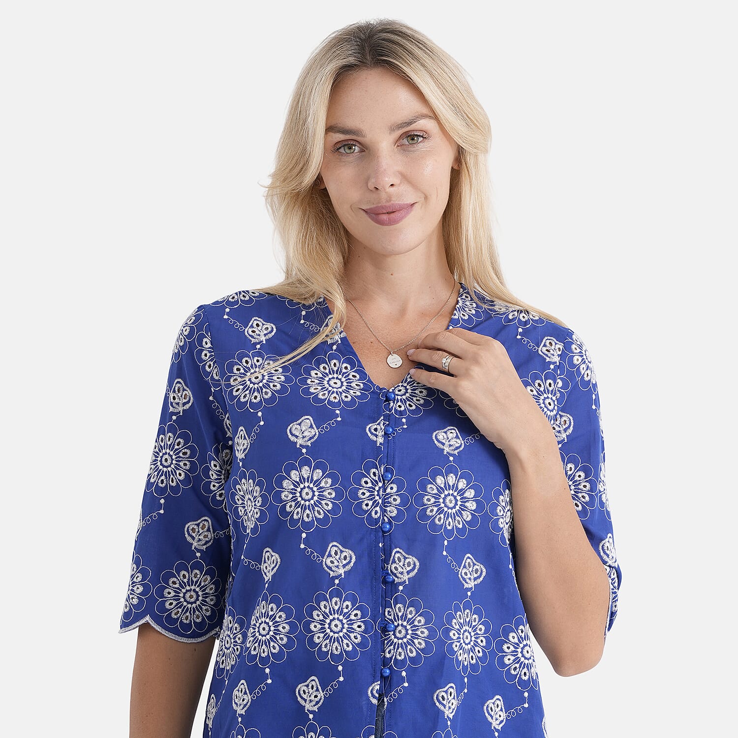 La Marey Embroidered V-Neck Blouse