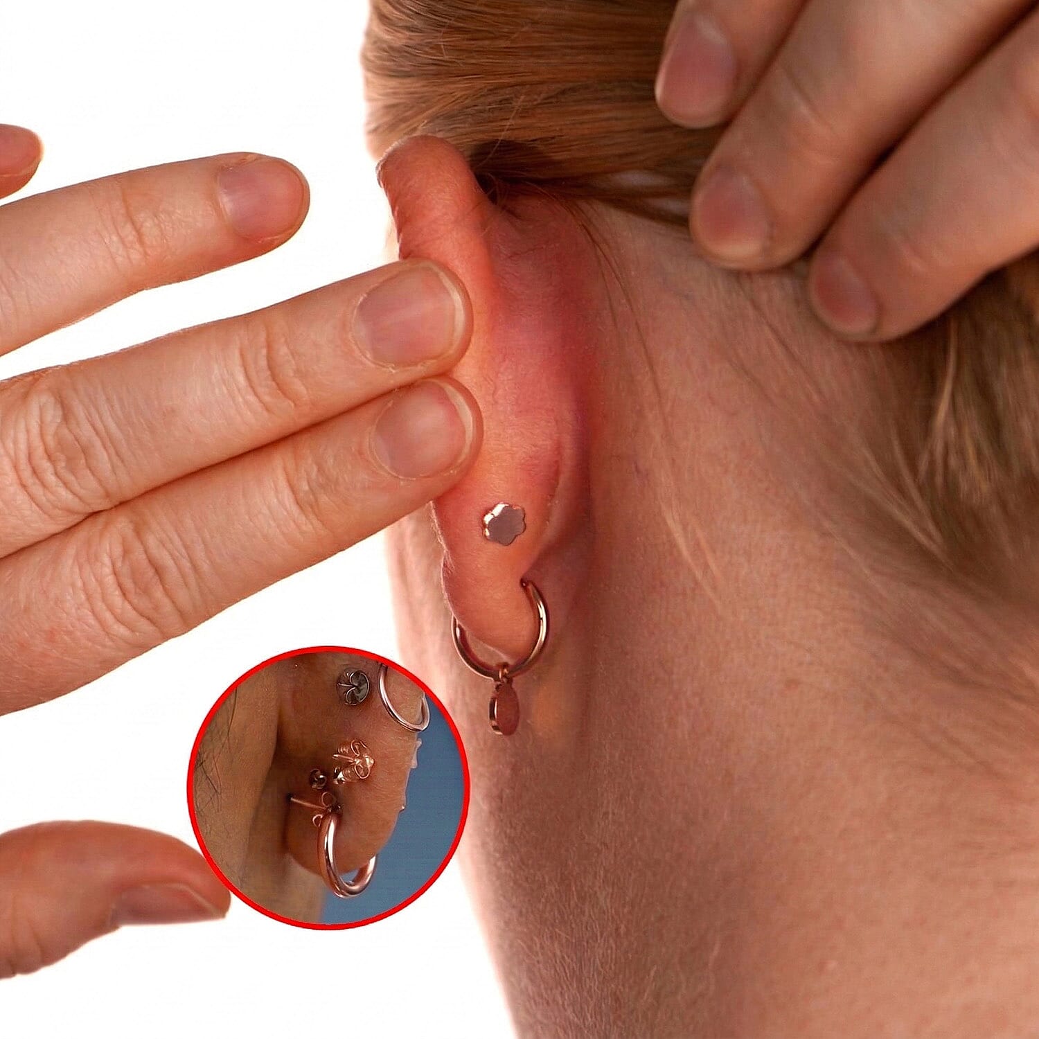 Luxuriant SI-GH Lab Grown Diamond Screw Back Earring in 18K Vermeil Rose Gold Plated Sterling Silver 0.23 Ct.