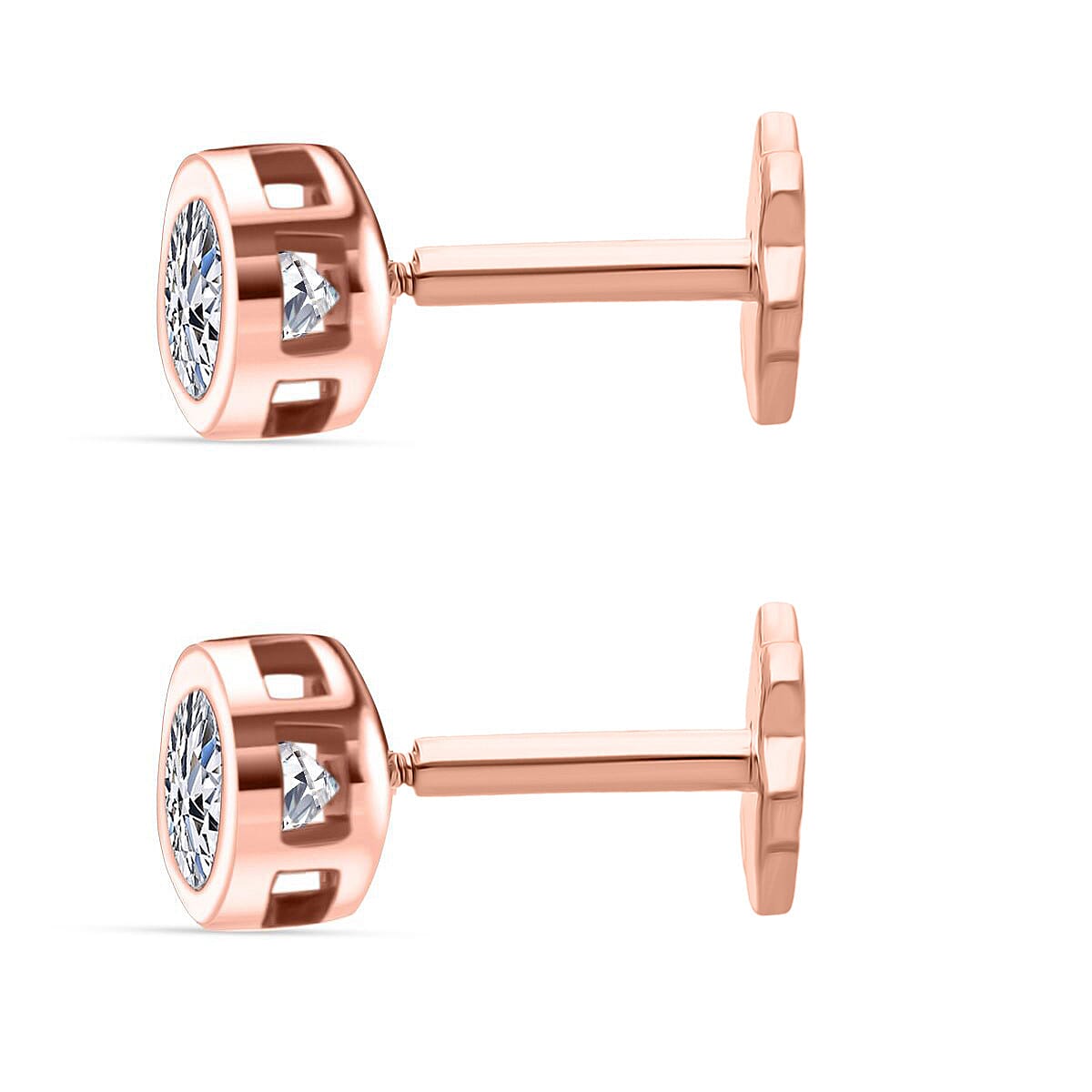 Luxuriant SI-GH Lab Grown Diamond Screw Back Earring in 18K Vermeil Rose Gold Plated Sterling Silver 0.23 Ct.