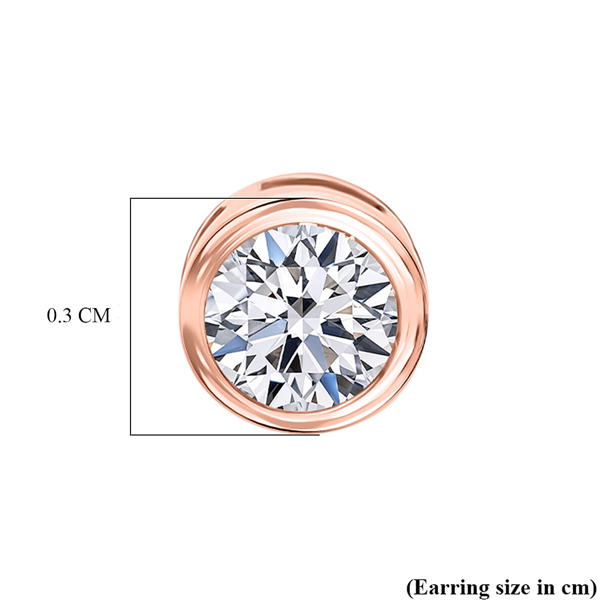 Luxuriant SI-GH Lab Grown Diamond Screw Back Earring in 18K Vermeil Rose Gold Plated Sterling Silver 0.23 Ct.