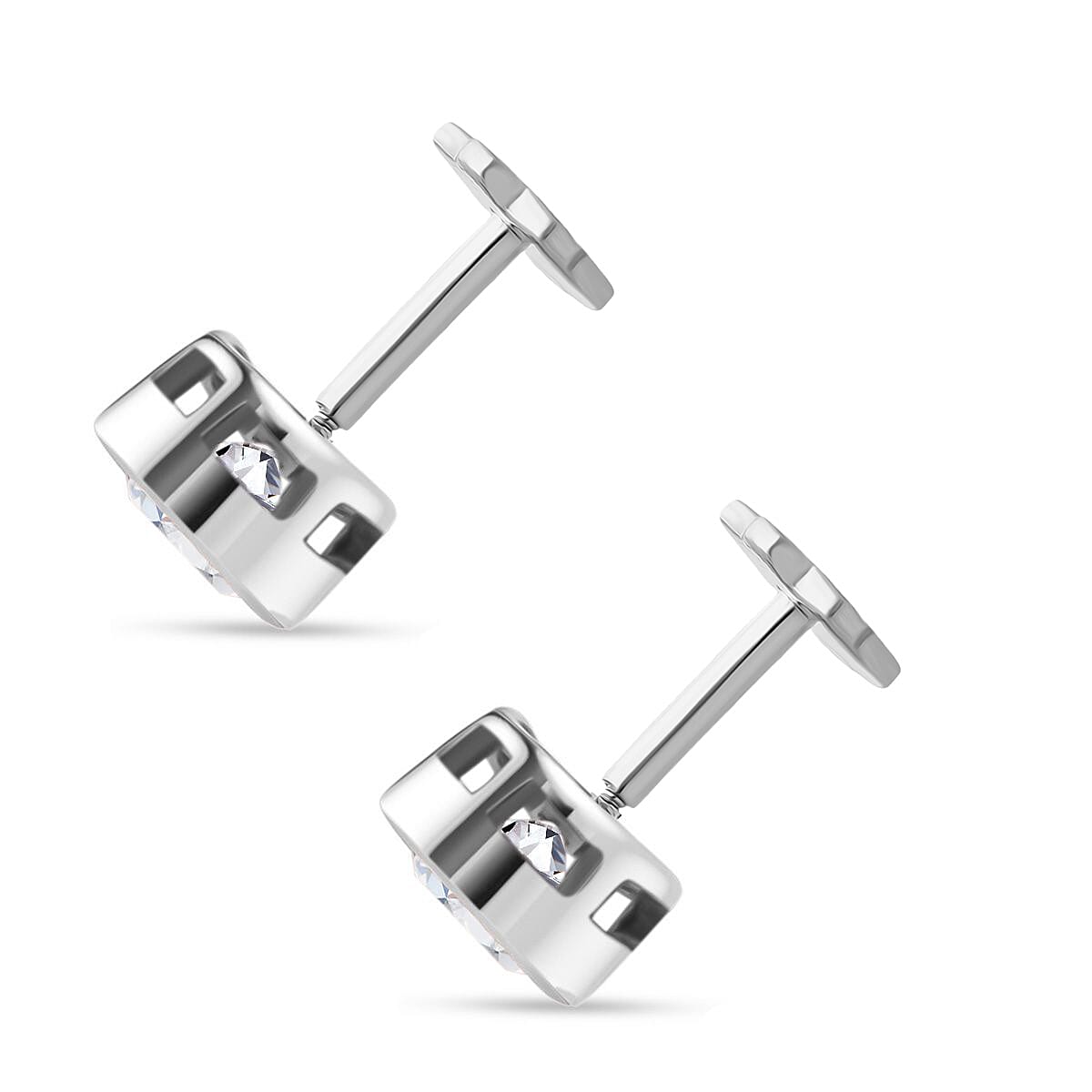 Luxuriant SI-GH Lab Grown Diamond Screw Back Earring in Rhodium Overlay Sterling Silver 0.23 Ct.