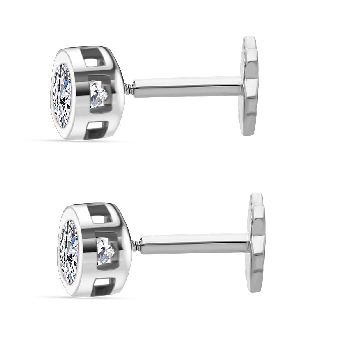 Luxuriant SI-GH Lab Grown Diamond Screw Back Earring in Rhodium Overlay Sterling Silver 0.23 Ct.