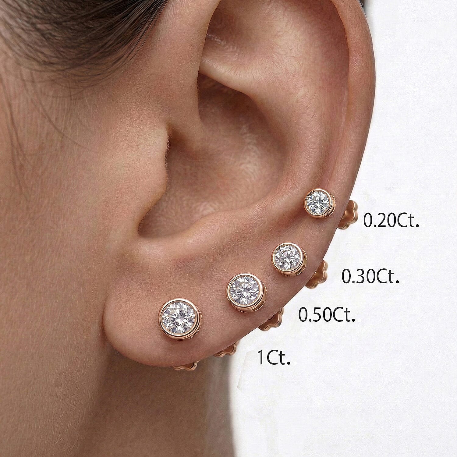 Luxuriant SI-GH Lab Grown Diamond Screw Back Earring in 18K Vermeil Rose Gold Plated Sterling Silver 0.38 Ct.