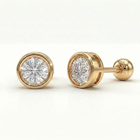 Luxuriant SI-GH Lab Grown Diamond Screw Back Earring in 18K Vermeil Yellow Gold Plated Sterling Silver 0.38 Ct.