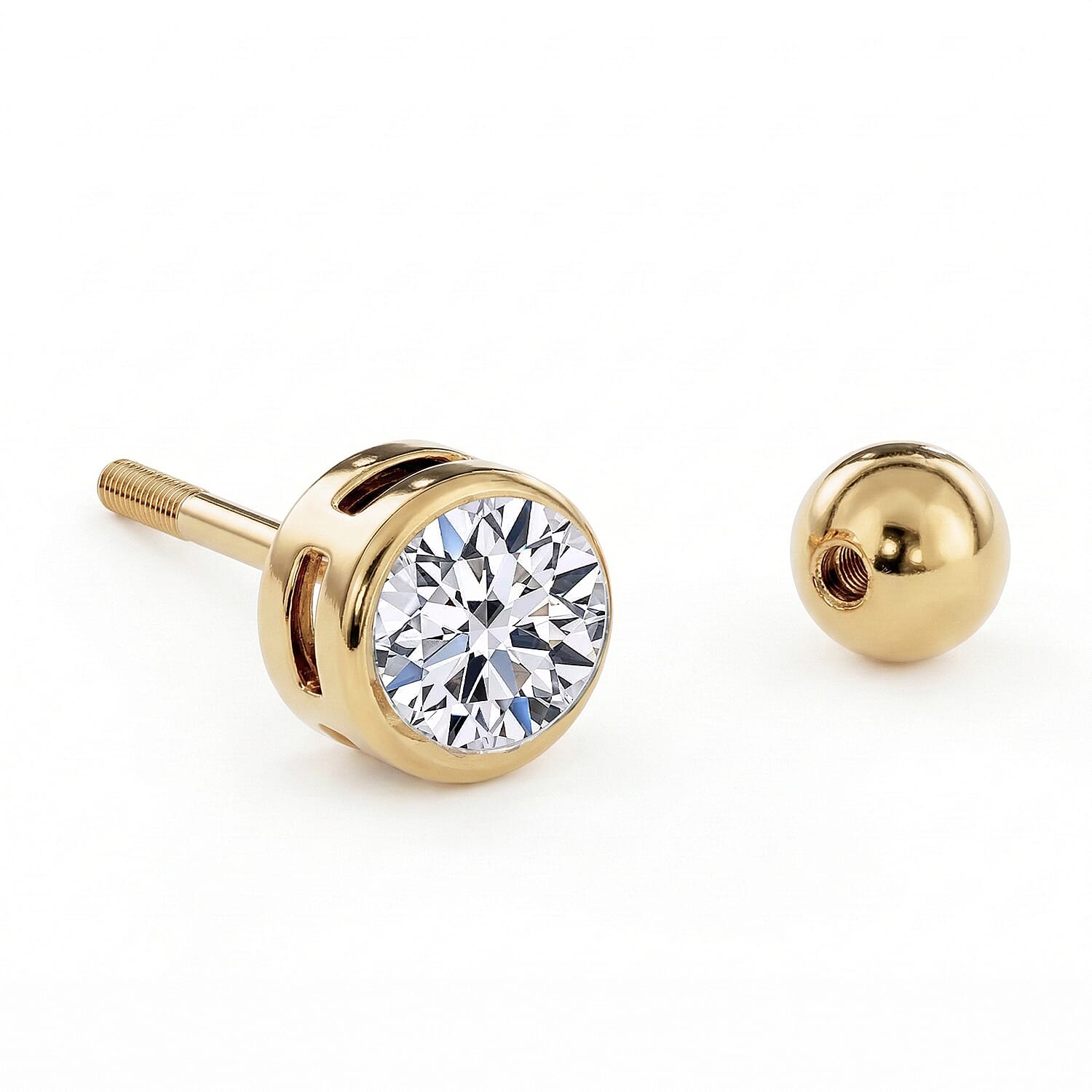 Luxuriant SI-GH Lab Grown Diamond Screw Back Earring in 18K Vermeil Yellow Gold Plated Sterling Silver 0.38 Ct.