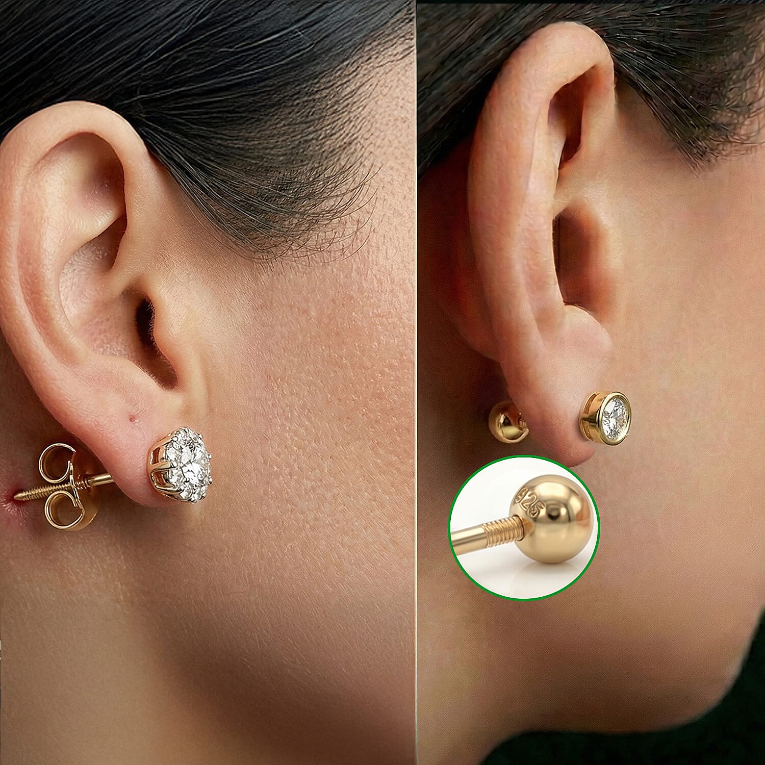 Luxuriant SI-GH Lab Grown Diamond Screw Back Earring in 18K Vermeil Yellow Gold Plated Sterling Silver 0.38 Ct.