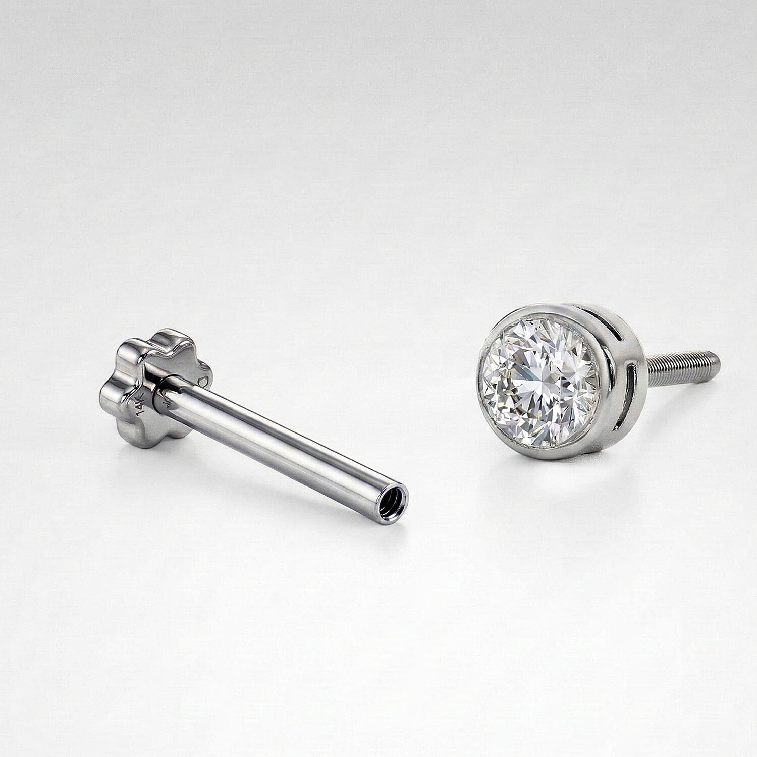 Luxuriant SI-GH Lab Grown Diamond Screw Back Earring in Rhodium Overlay Sterling Silver 0.38 Ct.