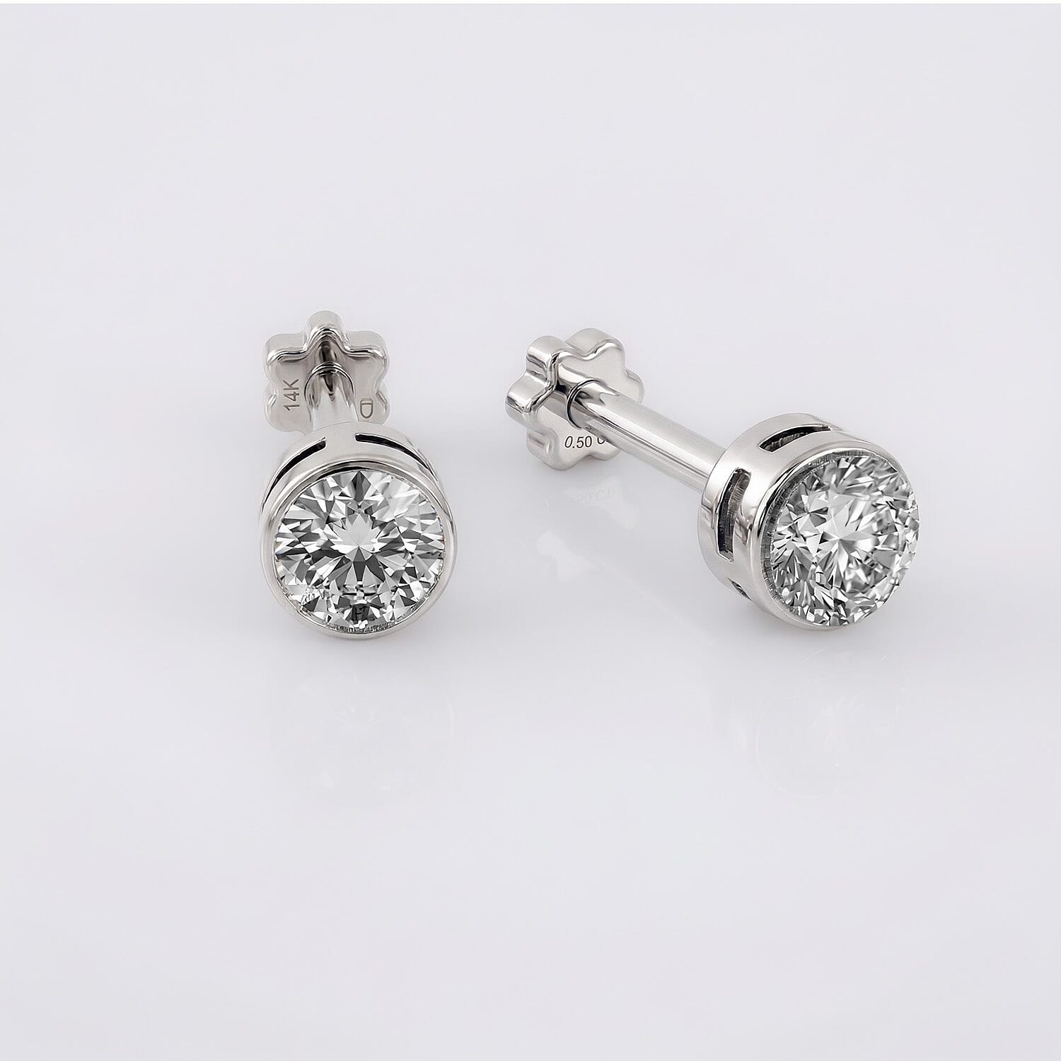 Luxuriant SI-GH Lab Grown Diamond Screw Back Earring in Rhodium Overlay Sterling Silver 0.38 Ct.