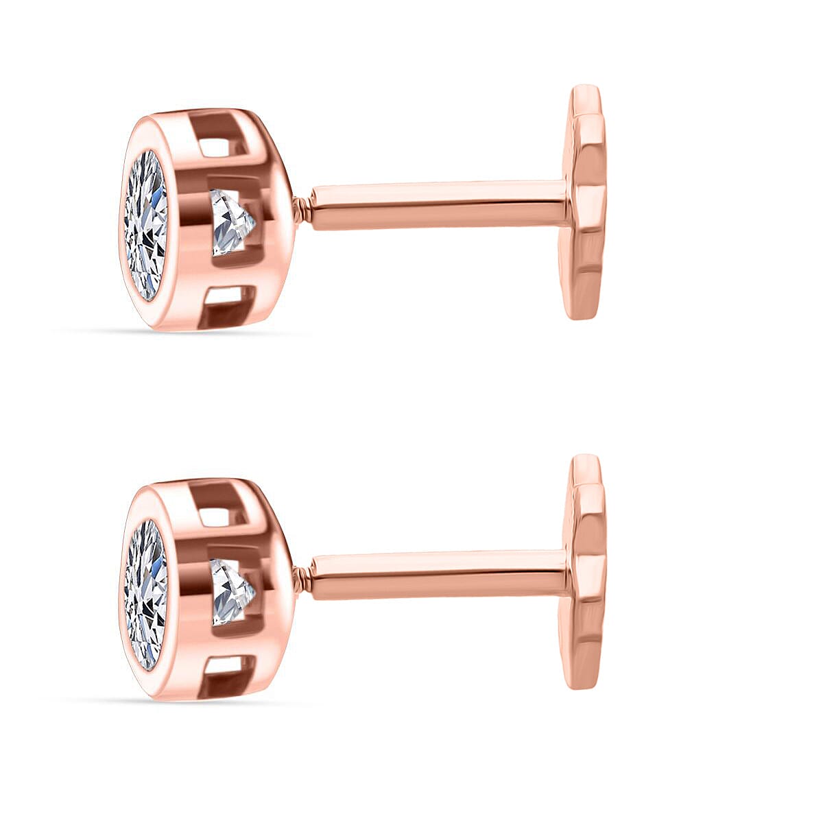 Luxuriant SI-GH Lab Grown Diamond Screw Back Earring in 18K Vermeil Rose Gold Plated Sterling Silver 0.56 Ct.