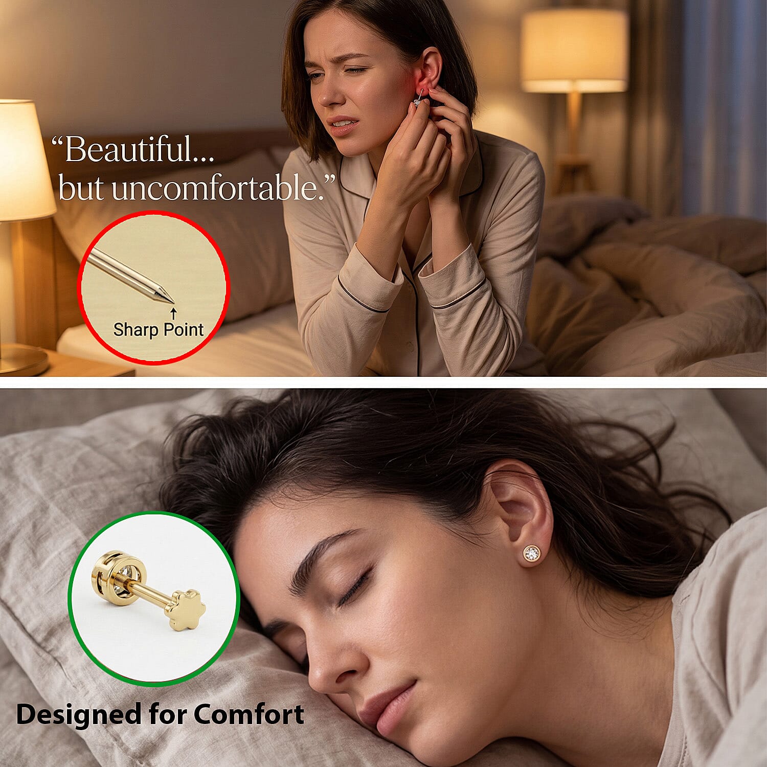 Luxuriant SI-GH Lab Grown Diamond Screw Back Earring in 18K Vermeil Yellow Gold Plated Sterling Silver 0.56 Ct.