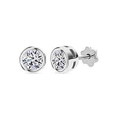 LUXURIANT Lab Grown Diamond Solitaire Stud Earring with Ball Screw Push Back