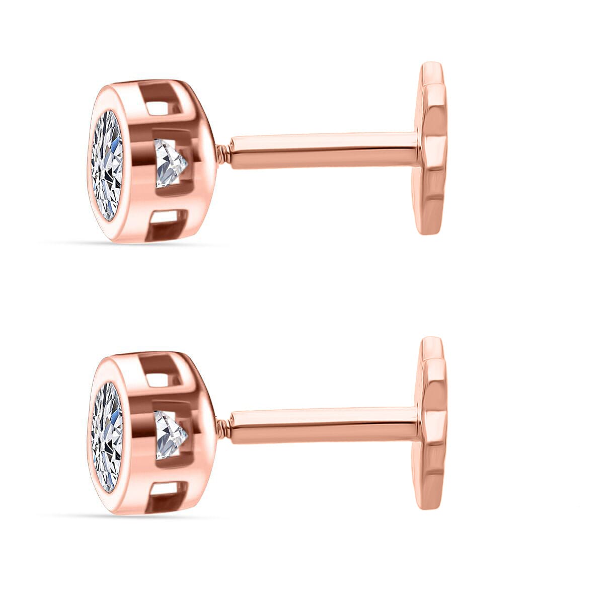 Luxuriant SI-GH Lab Grown Diamond Screw Back Earring in 18K Vermeil Rose Gold Plated Sterling Silver 1.02 Ct.