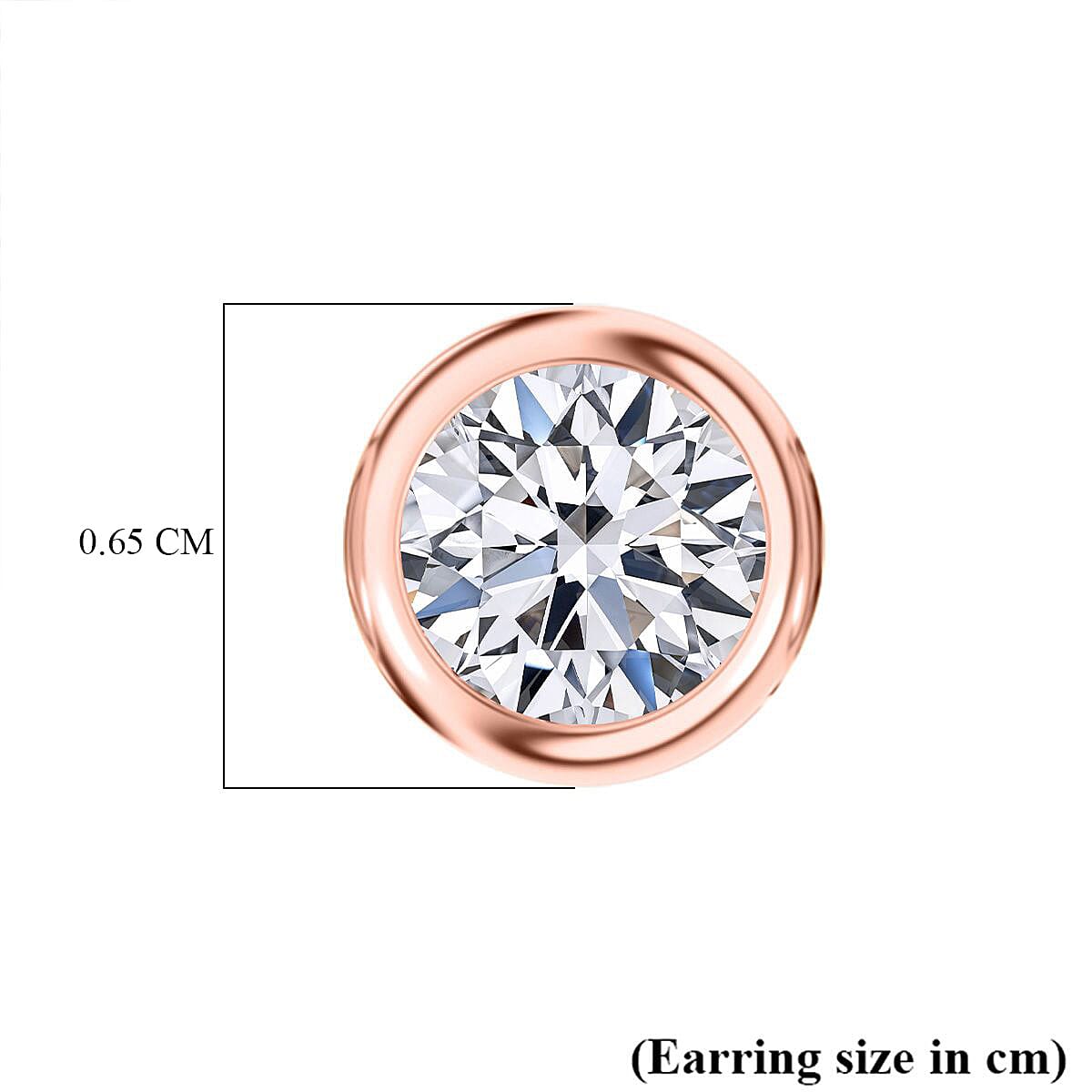 Luxuriant SI-GH Lab Grown Diamond Screw Back Earring in 18K Vermeil Rose Gold Plated Sterling Silver 1.02 Ct.