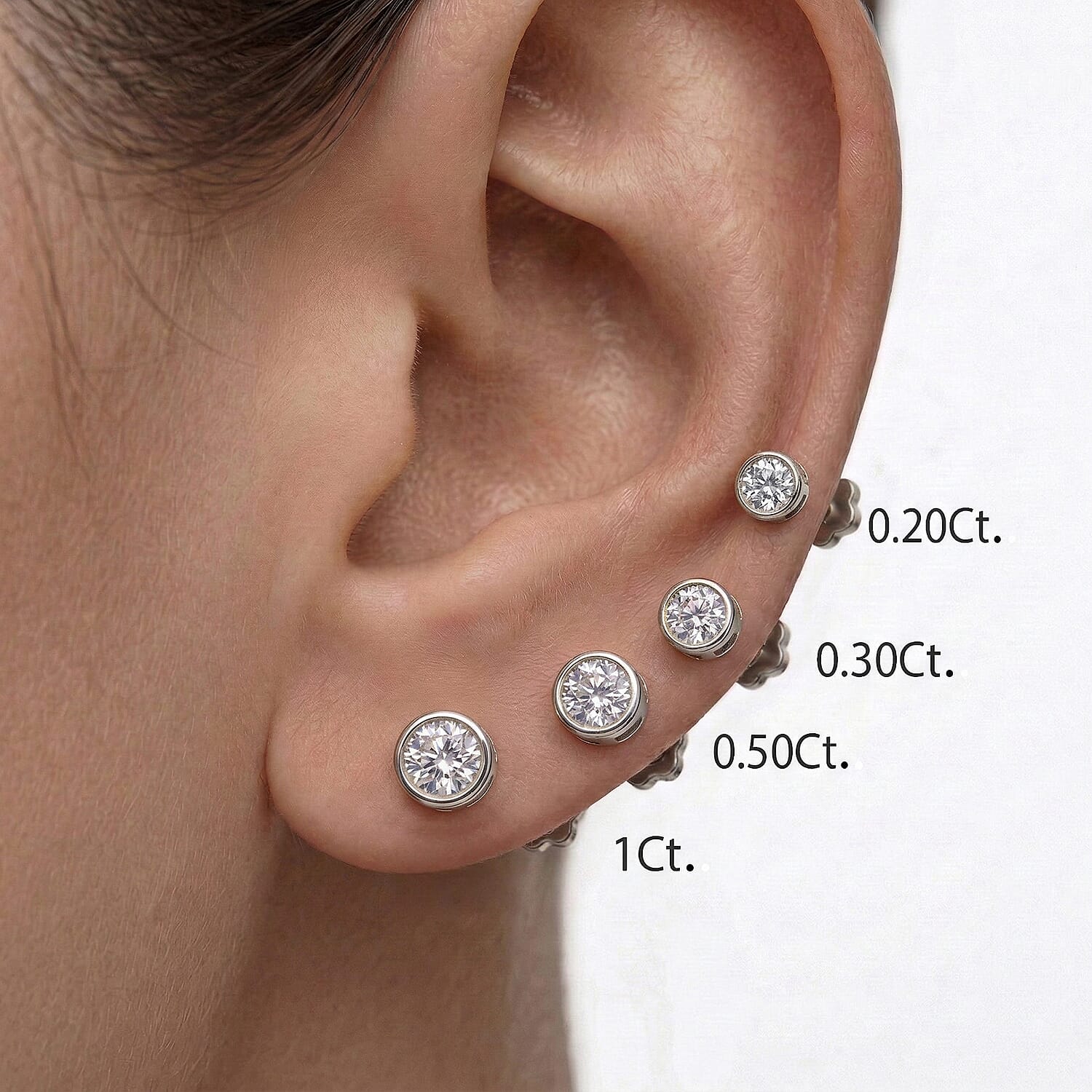 Luxuriant SI-GH Lab Grown Diamond Solitaire Stud Screw Back Earring in Rhodium Overlay Sterling Silver 1.02 Ct.