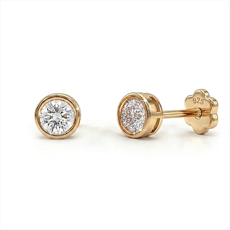 Luxuriant SI-GH Lab Grown Diamond Screw Back Earring in 18K Vermeil Yellow Gold Plated Sterling Silver 0.23 Ct.