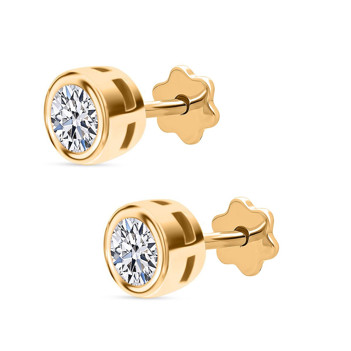 Luxuriant SI-GH Lab Grown Diamond Screw Back Earring in 18K Vermeil Yellow Gold Plated Sterling Silver 0.23 Ct.