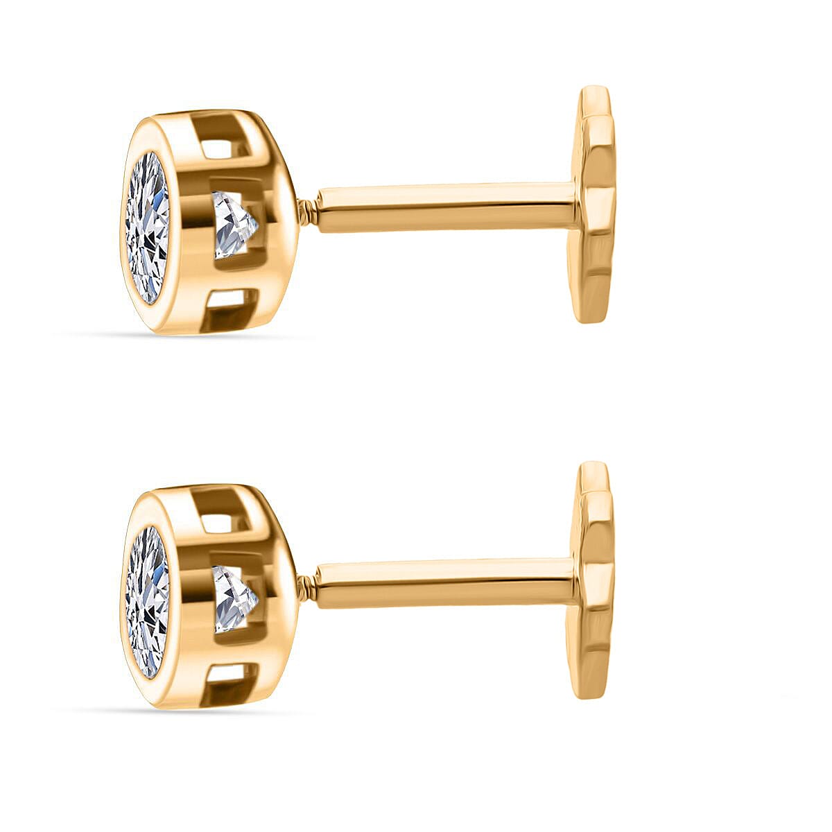 Luxuriant SI-GH Lab Grown Diamond Screw Back Earring in 18K Vermeil Yellow Gold Plated Sterling Silver 0.23 Ct.