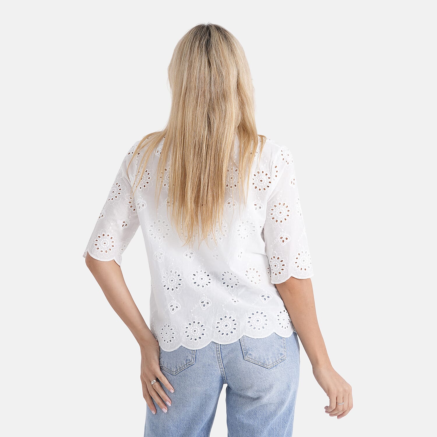 La Marey Embroidered V-Neck Blouse