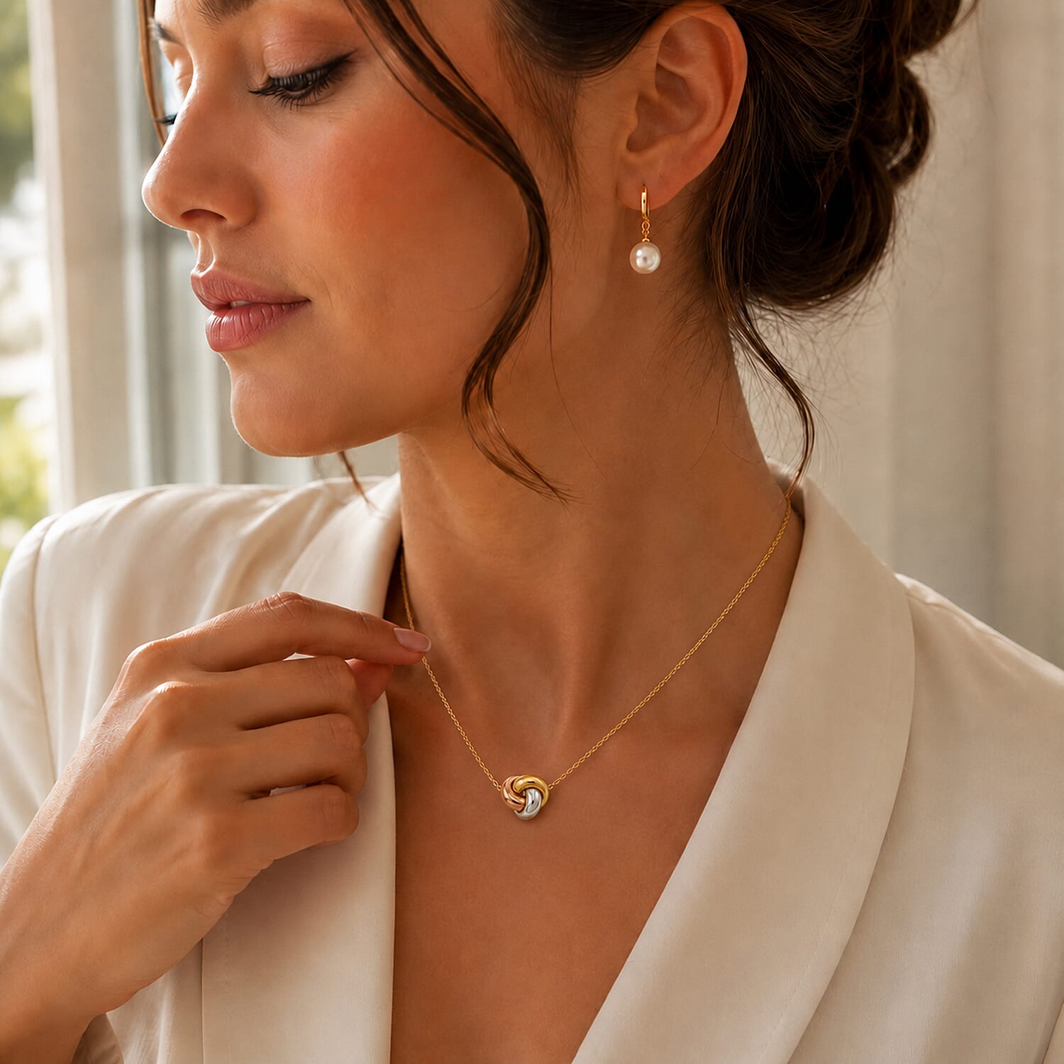 - 9K Yellow Gold Necklace (Size - 18) with Spring Ring Clasp