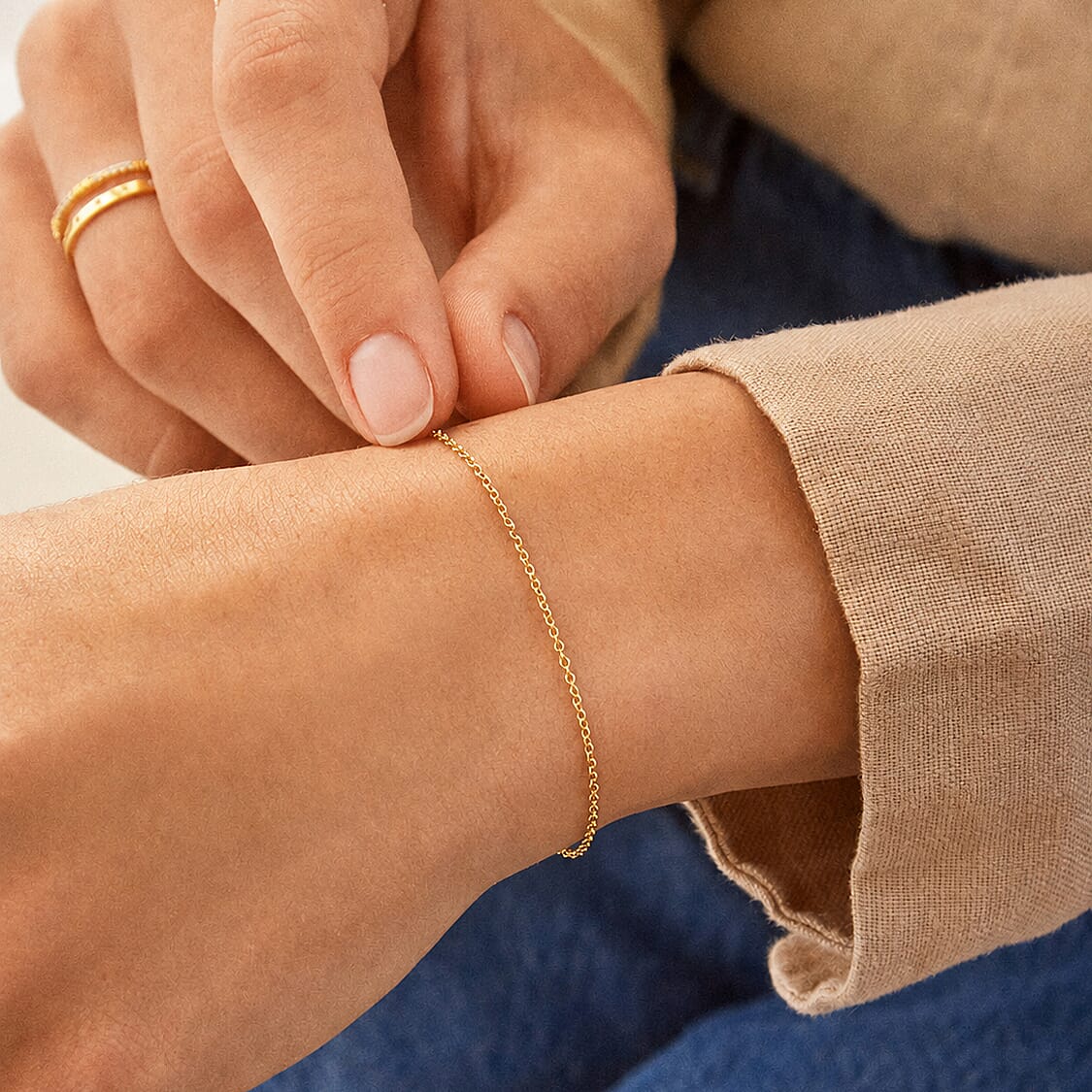 Maestro Collection - 9K Yellow Gold Link Chain Bracelet (Size - 7.5) with Spring Ring Clasp