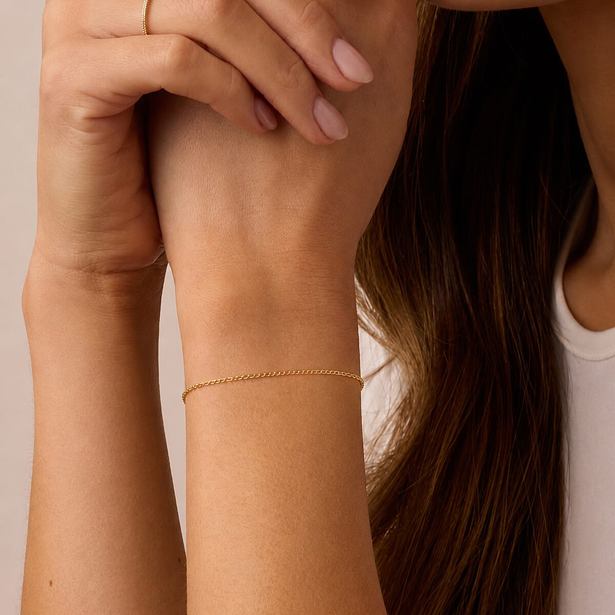 Maestro Collection - 9K Yellow Gold Link Chain Bracelet (Size - 7.5) with Spring Ring Clasp