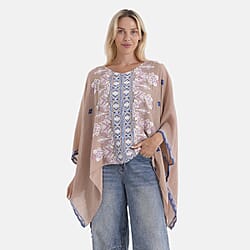 La Marey Full Embroidery Kaftan Top (One Size) - Pink