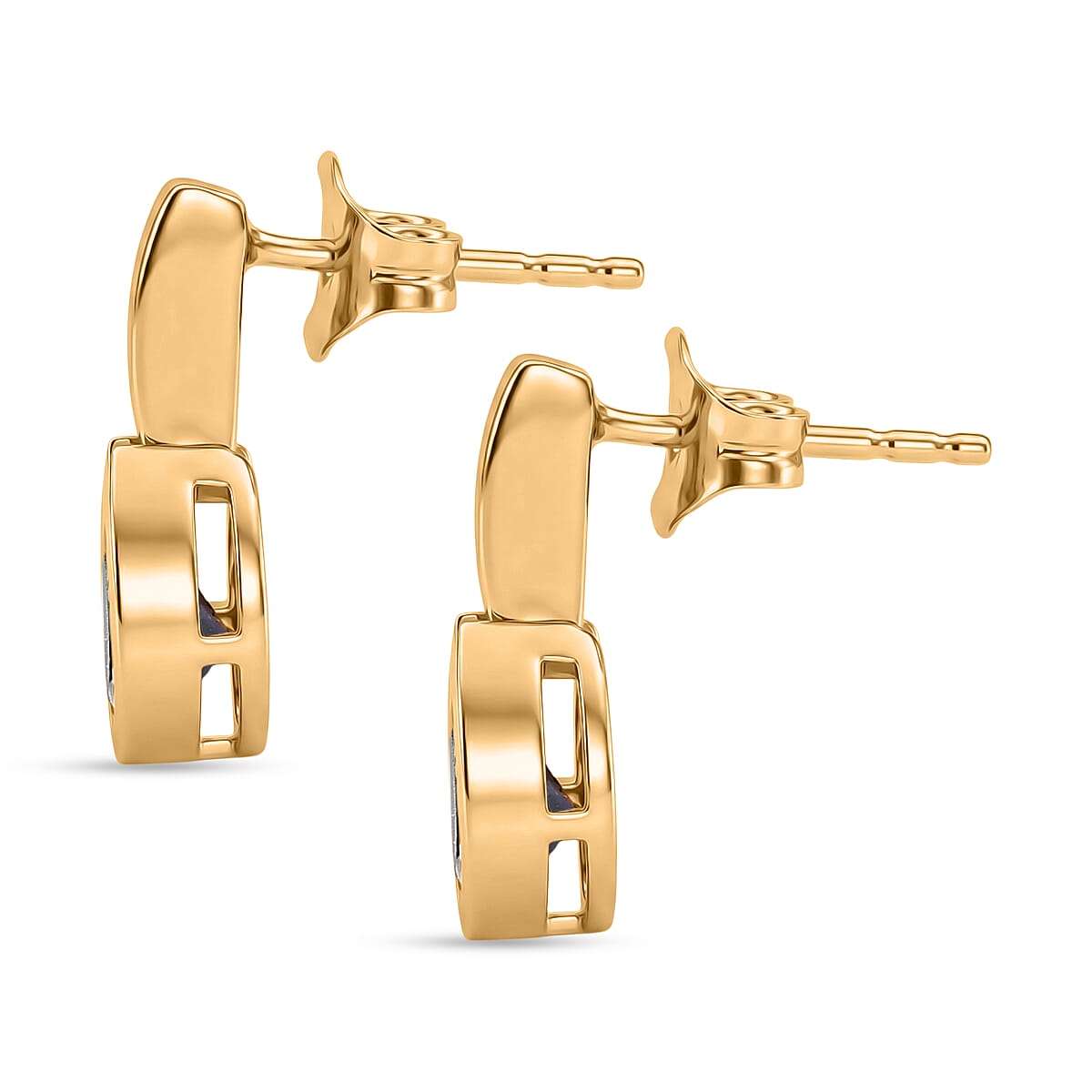 D'Joy AAA African Amethyst Dangling Earring with Push Post in Yellow Gold Plated Sterling Silver 1.00 Ct.