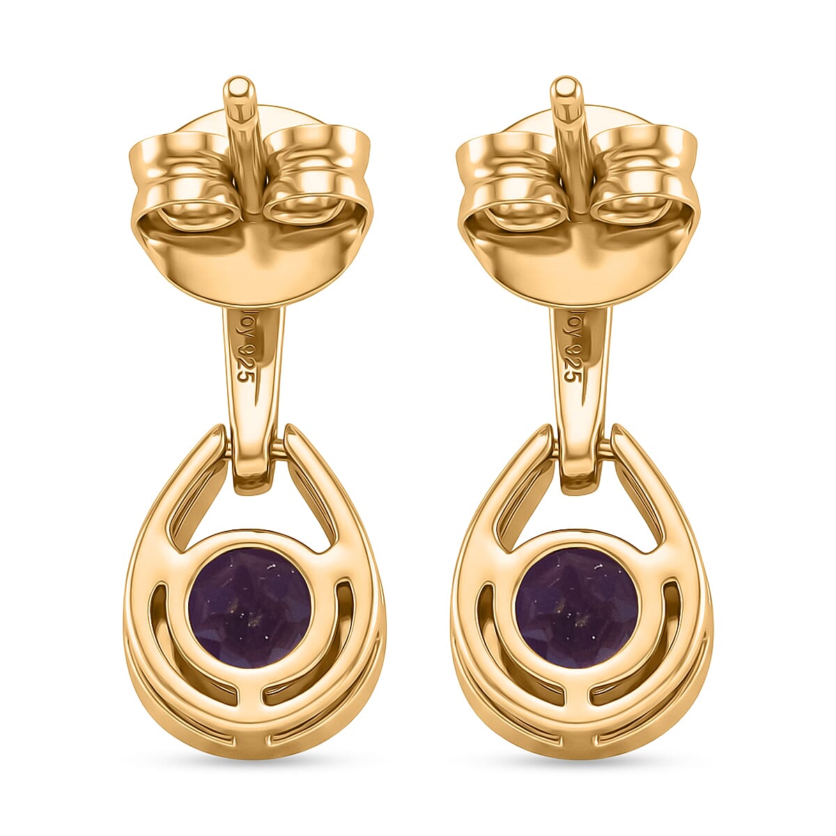 D'Joy AAA African Amethyst Dangling Earring with Push Post in Yellow Gold Plated Sterling Silver 1.00 Ct.